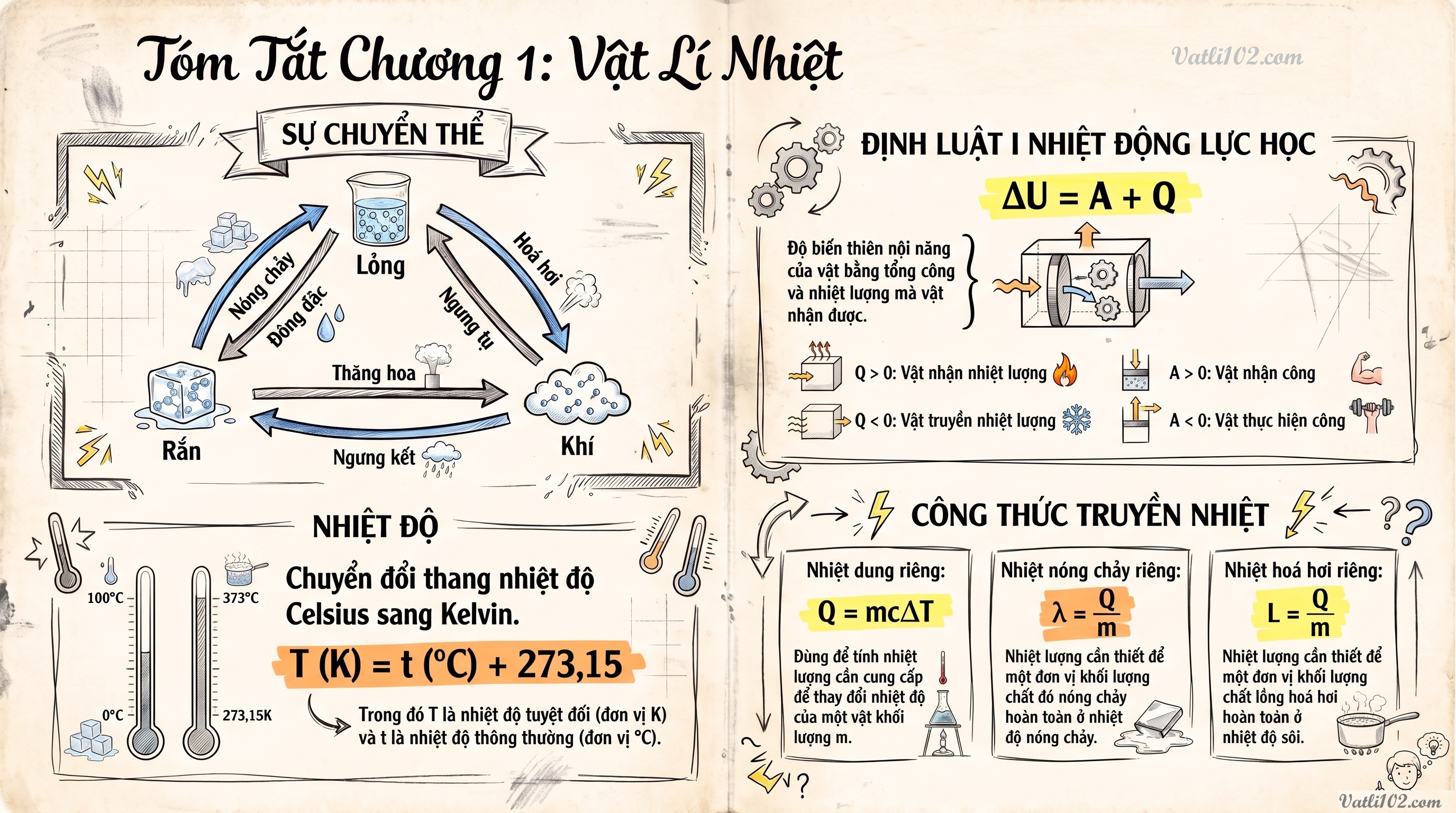 Infographic Tóm Tắt Chương 1 Vật Lí Nhiệt